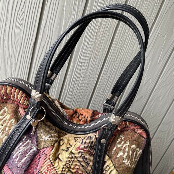 VTG 70s Travel Tapestry Bag Passport Print w/ Key Unused Estate Find - Picture 11 of 12